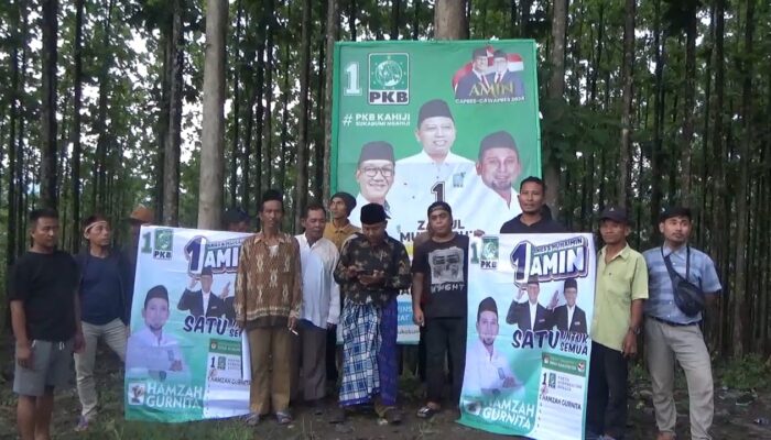 Hamzah Gurnita PKB Pasang Ratusan Alat Peraga Kampanye di Dapil 1 Kabupaten Sukabumi