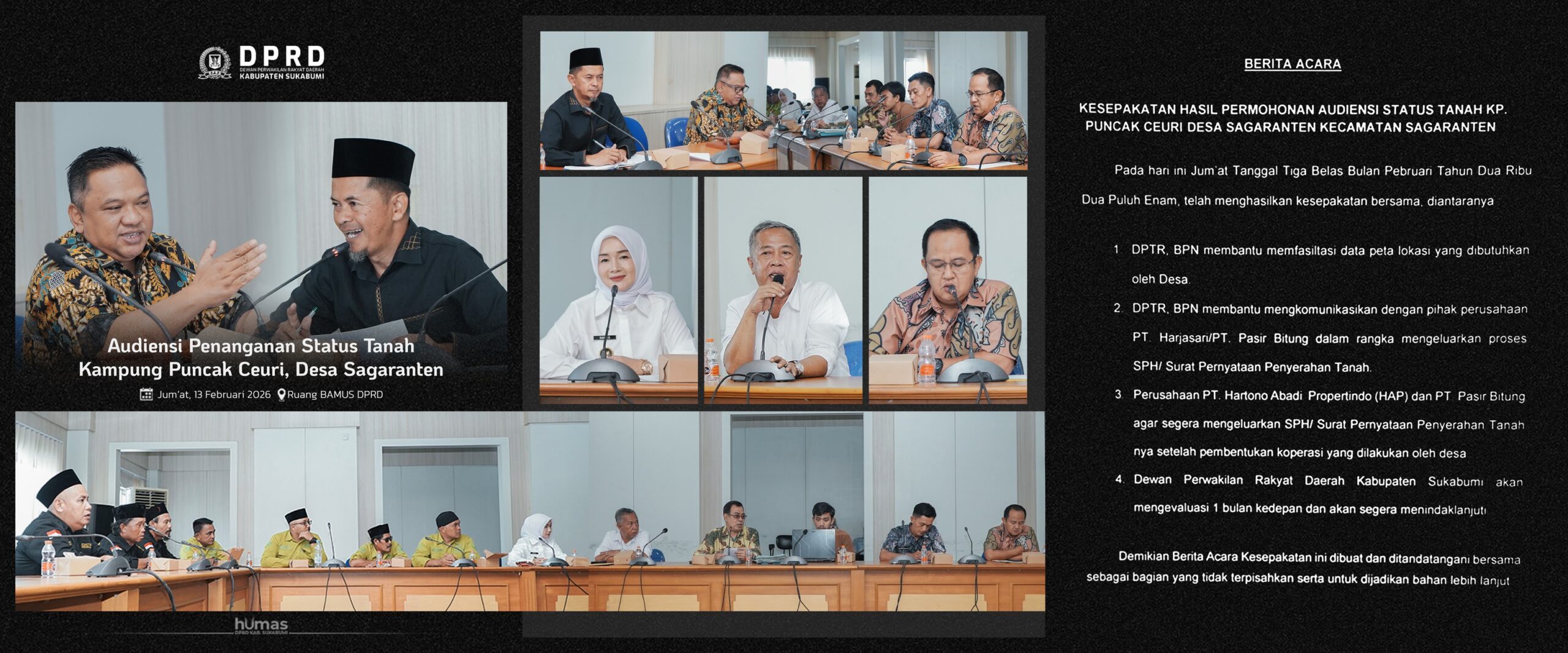 Ketua DPRD Sukabumi Pimpin Audensi Penyelesaian Status Tanah Kampung Puncak Ceuri Sagaranten